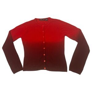 Jamie Scott Red Burgundy Ombre Cardigan Small Button Up Y2K Fall Trend